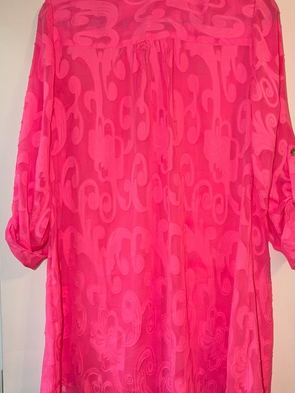 Lilly Pulitzer Natalie Swim Cover-up Roxie Pink Poly Crepe Swirl Clip Medium - Picture 9 of 10